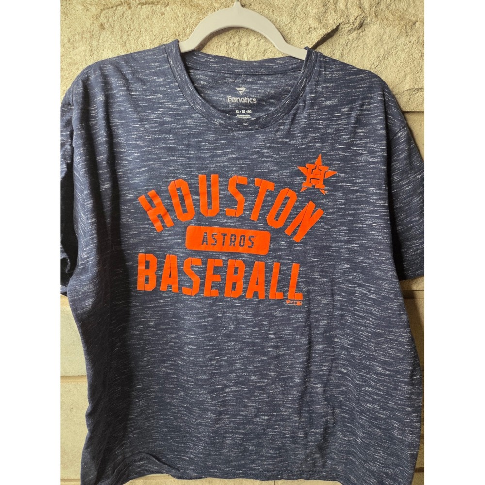 Fanatics Houston Astros Baseball T-Shirt Mens XL Blue‎ Heather Space Dye Graphic